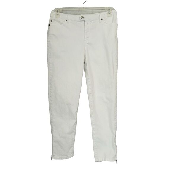 Chico's Platinum Denim Jeans Women M/1 White Ultimate Fit Zippers MidRise Casual - Picture 1 of 12